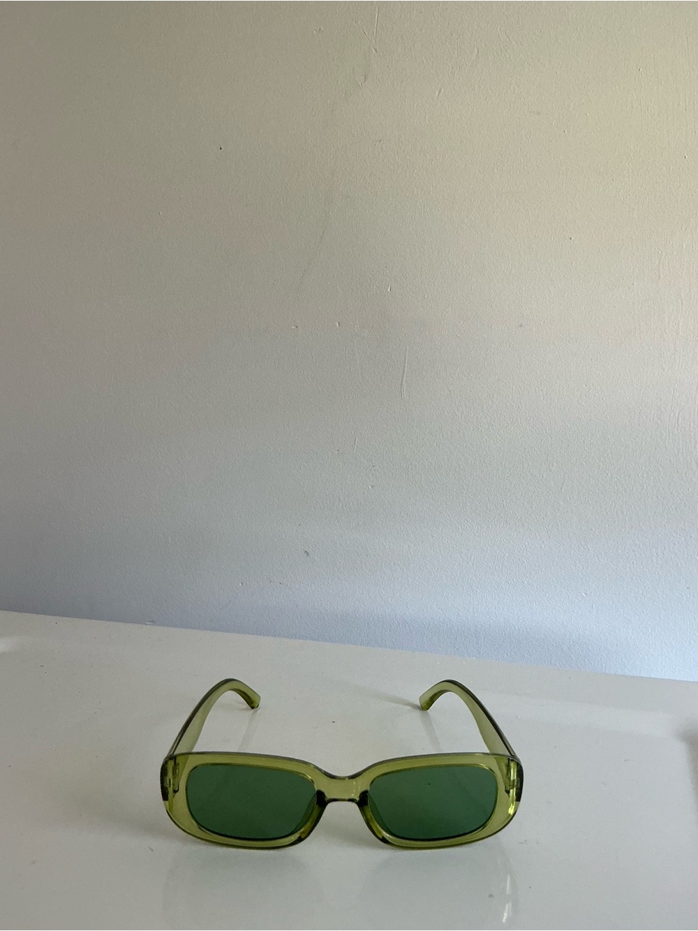 Women's Olive Green Rectangular Sunglasses